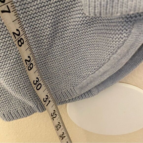 J. Jill light blue long tunic sweater round hem sweater scoop neck waffle knit S - Picture 4 of 7